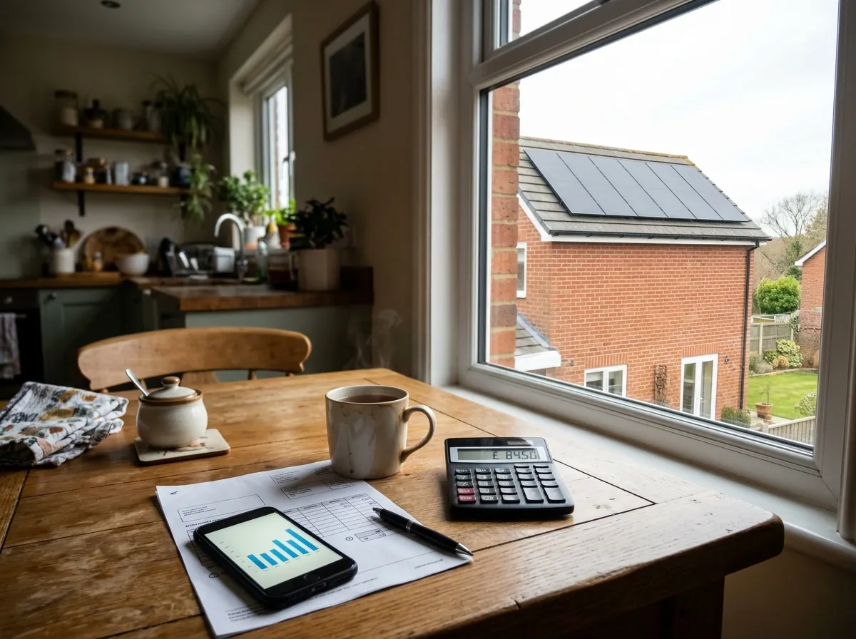 A kitchen table with a printed electricity bill