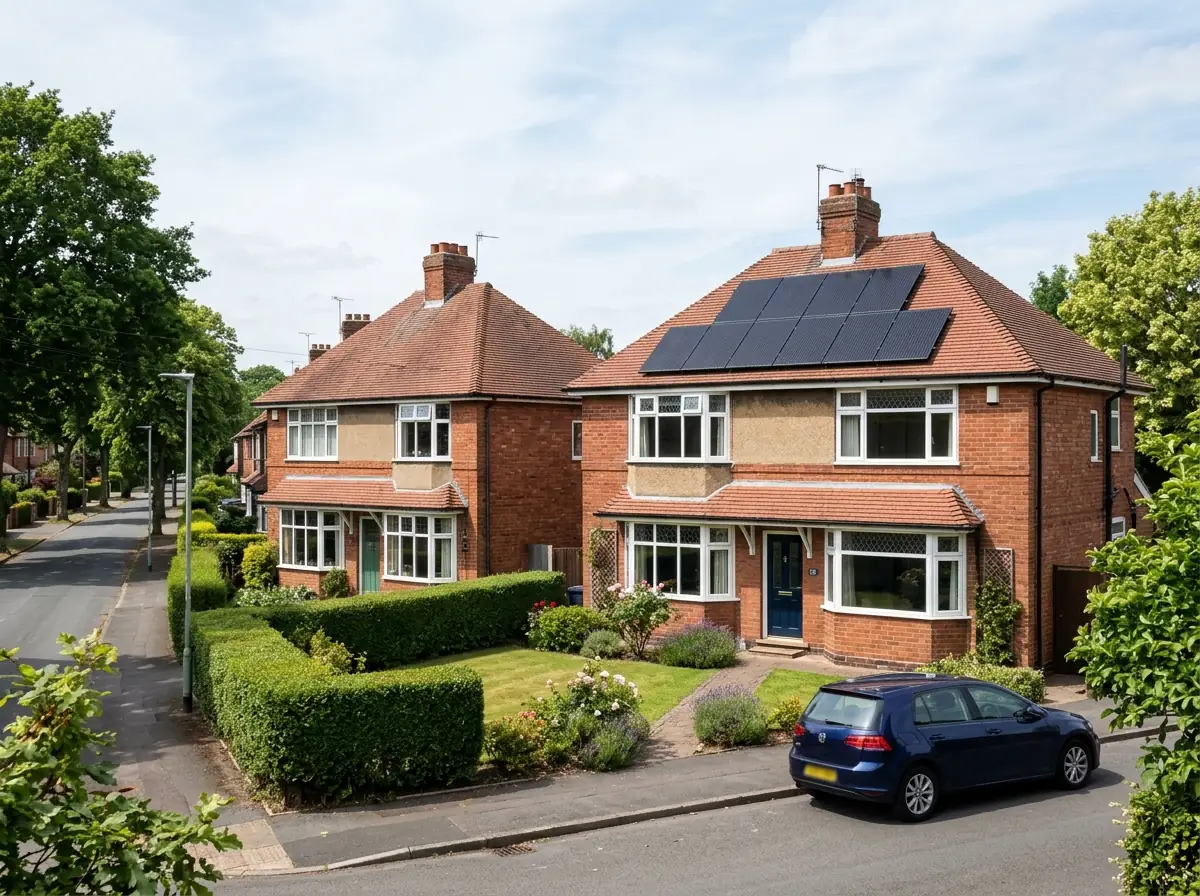 A pair of 1930s red-brick semi-detached houses