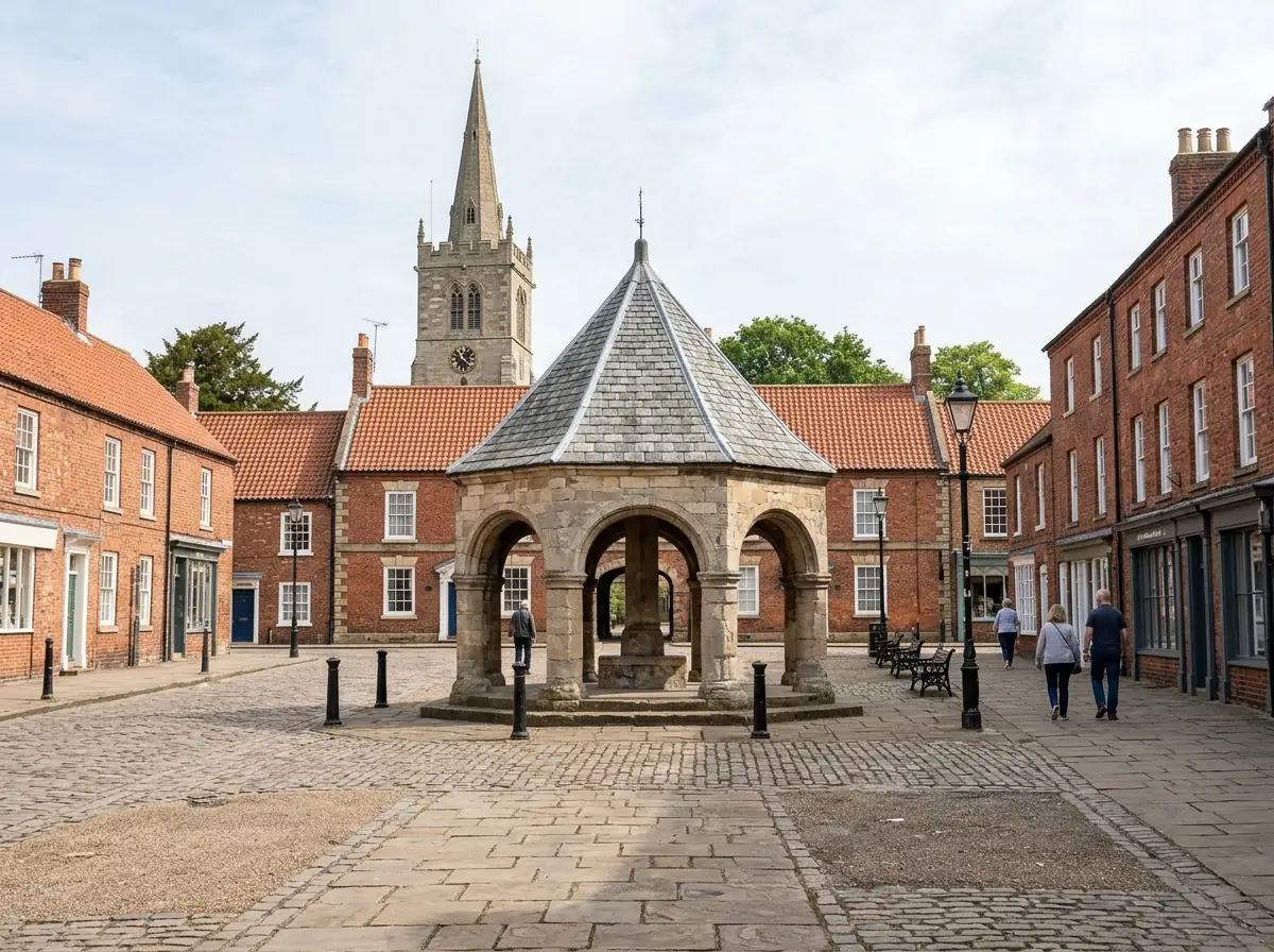 A small English market square in Nottinghamshire