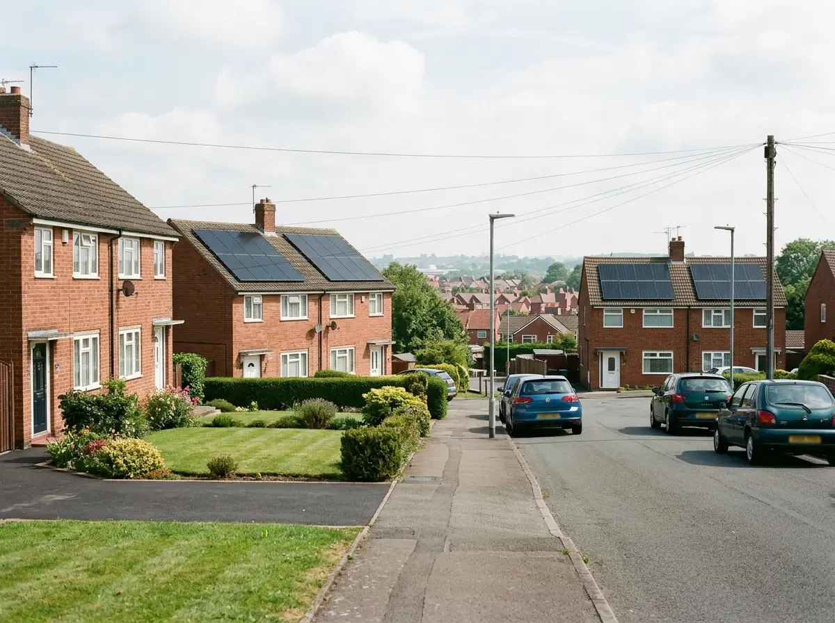 A suburban street in a town just east of Nottingham