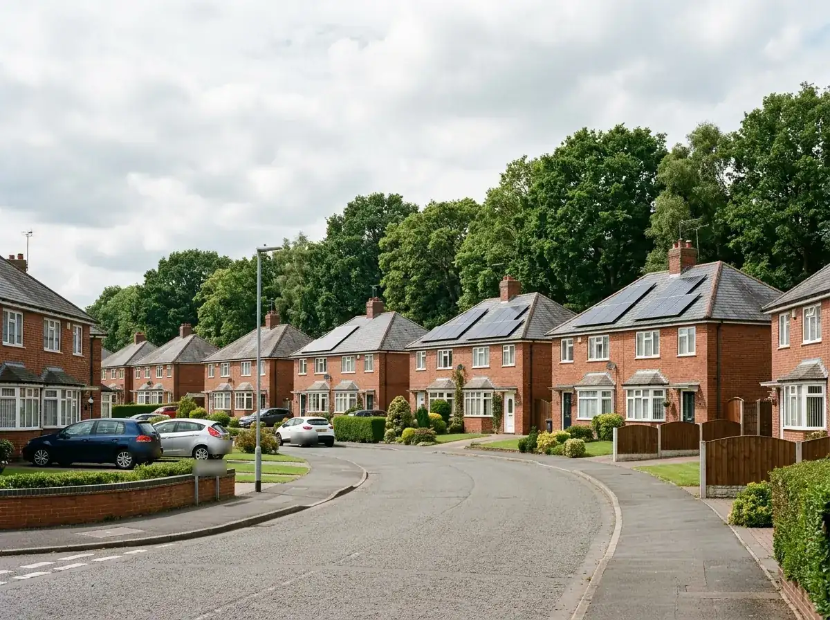Houses with solar panels in Mansfield, near Sherwood Forest