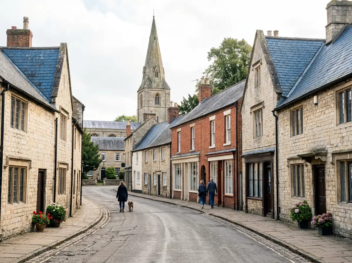An old village high street in Nottinghamshire