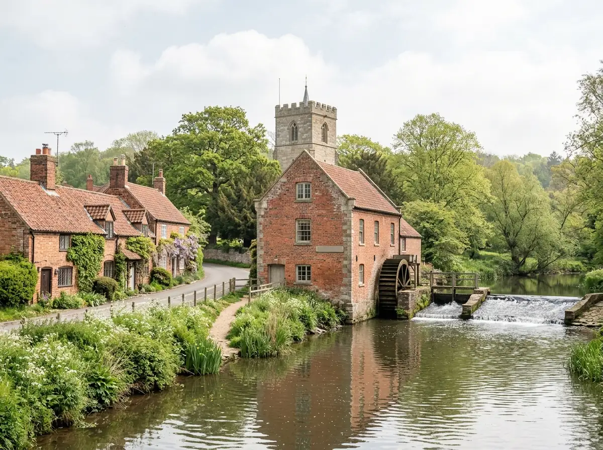 Ollerton Watermill and St Giles Church in the Ollerton conservation area