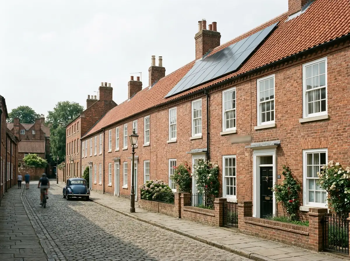 A row of old Georgian red-brick houses