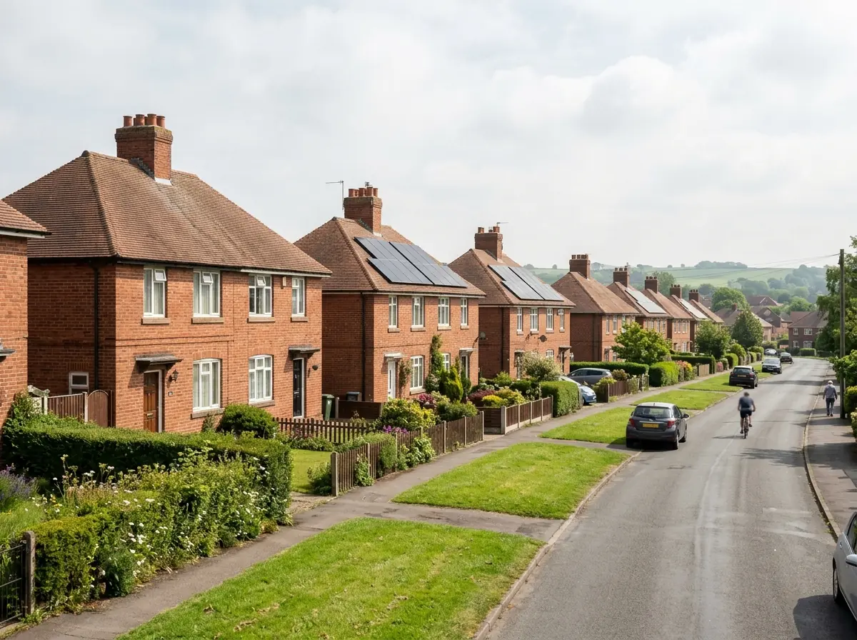 A street of early 20th-century colliery houses in a Nottinghamshire mining village